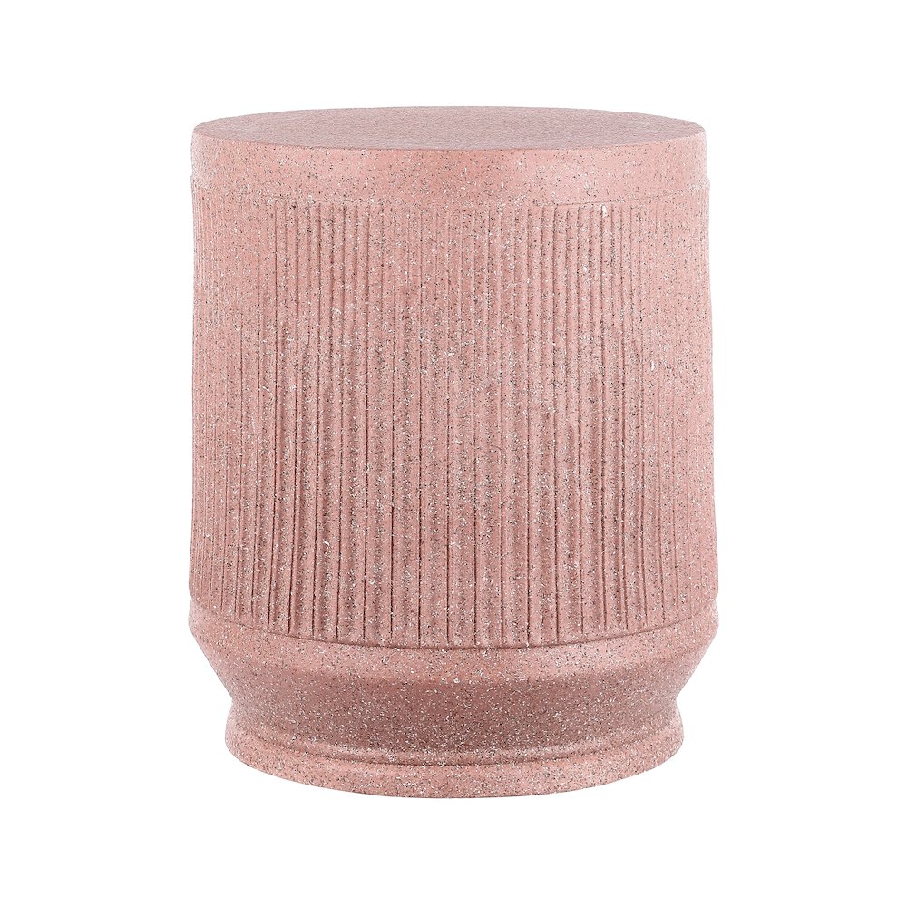 Kline 17.5" Modern Ribbed Pink Terrazzo UV-Resistant Resin Outdoor Accent Table