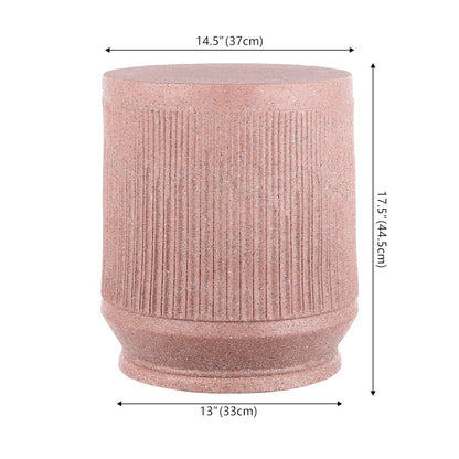 Kline 17.5" Modern Ribbed Pink Terrazzo UV-Resistant Resin Outdoor Accent Table