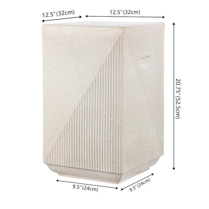 Adrian Modern 21" Durable Polyresin Outdoor Accent Side Table & Patio Stool