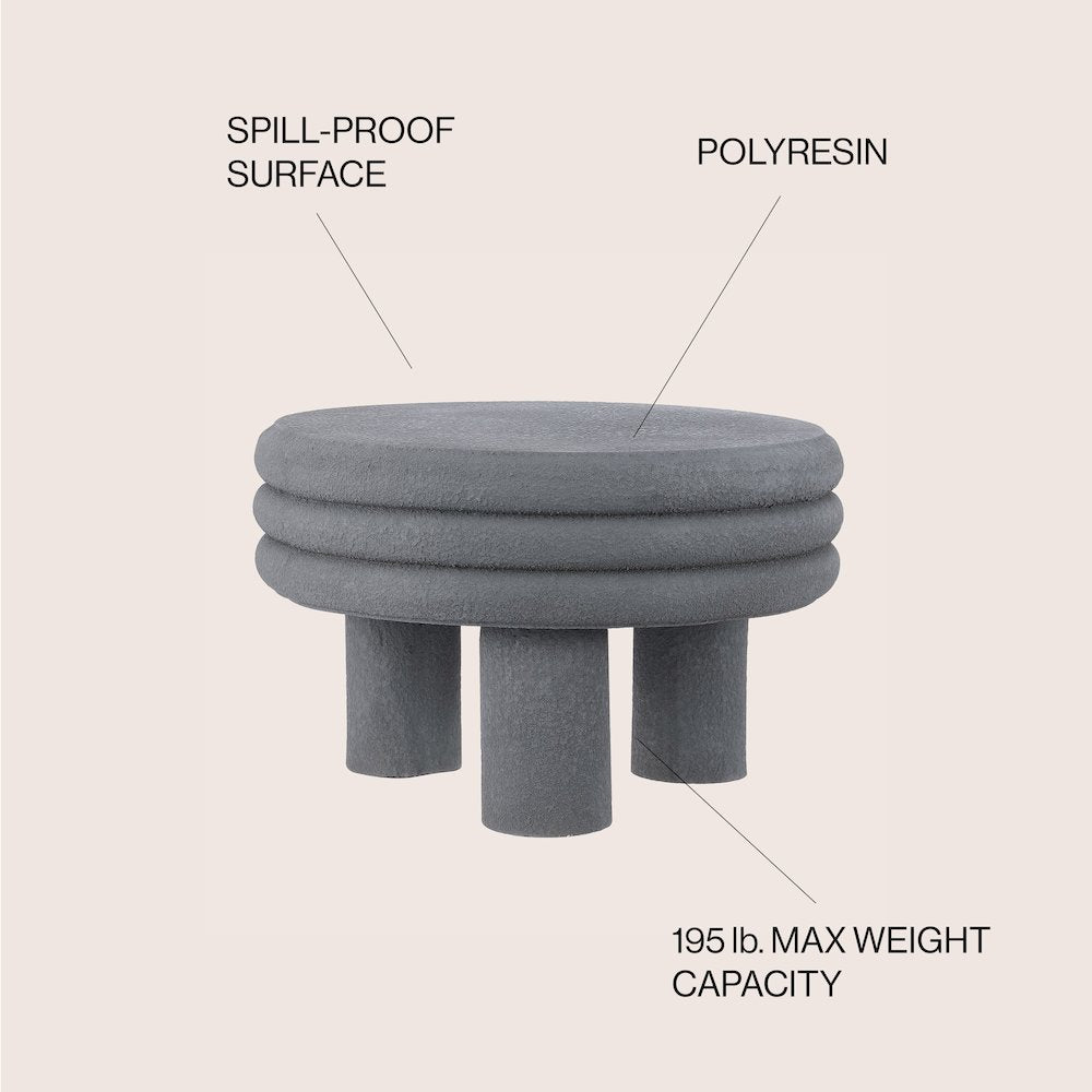 Rashida 13.5" Modern Round Polyresin Indoor Outdoor Accent Coffee Table