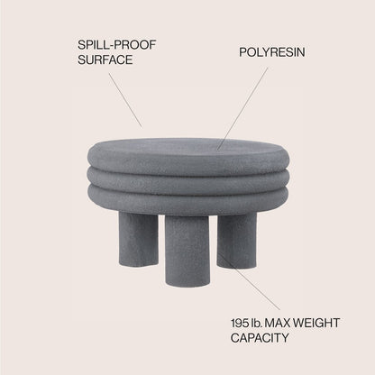 Rashida 13.5" Modern Round Polyresin Indoor Outdoor Accent Coffee Table