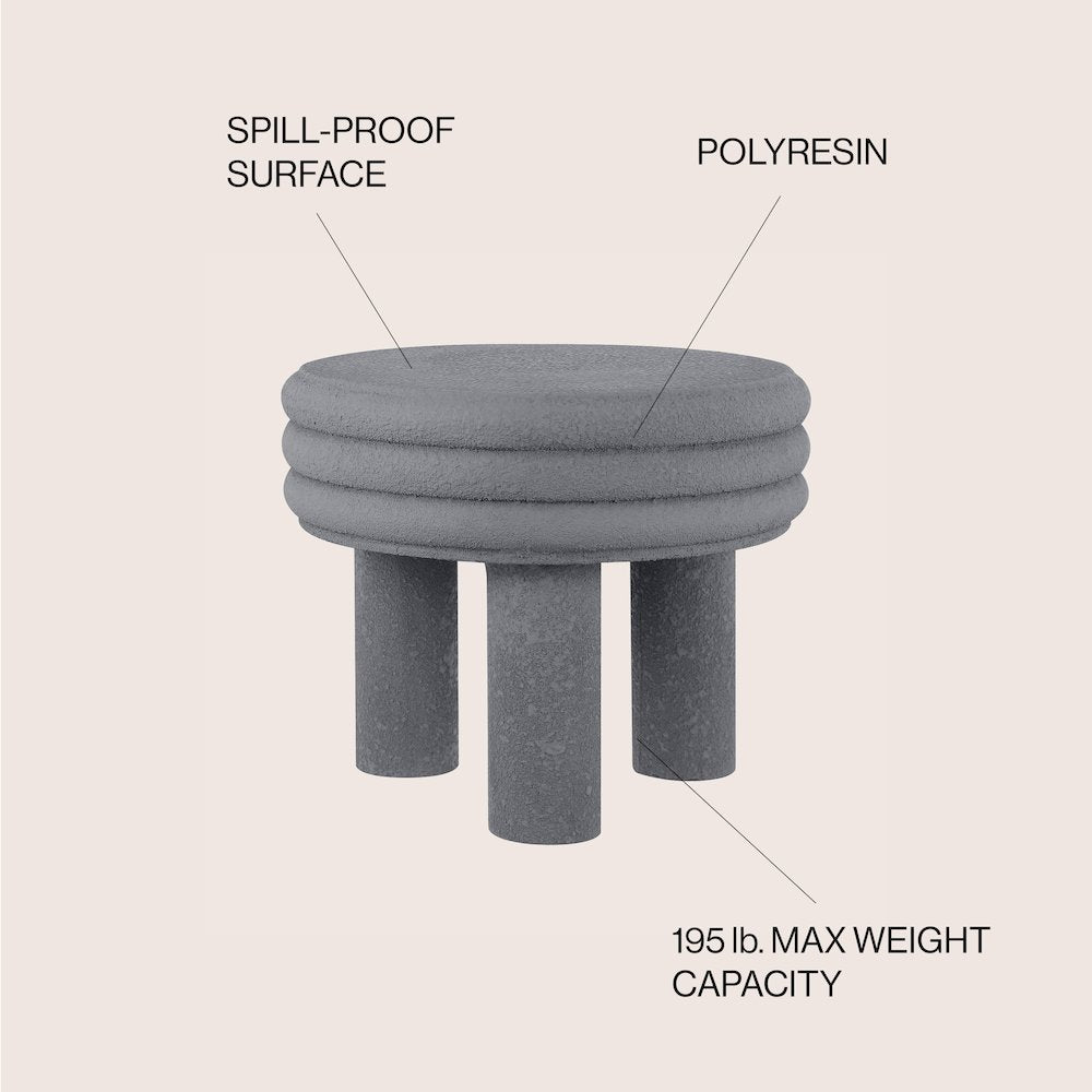 Rashida 18" Modern Round Polyresin Indoor Outdoor Accent Coffee Table