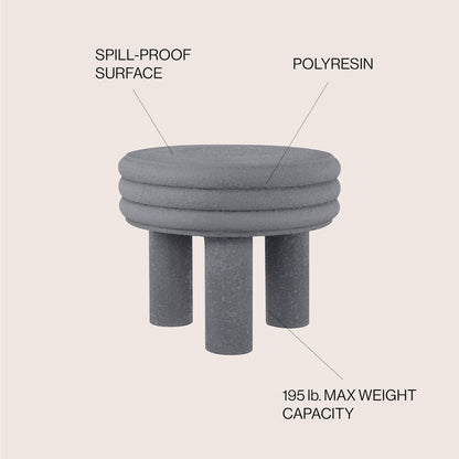 Rashida 18" Modern Round Polyresin Indoor Outdoor Accent Coffee Table