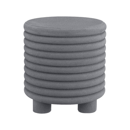 Evans 18" Modern Ribbed Drum Polyresin Outdoor Accent Table and Garden Stool