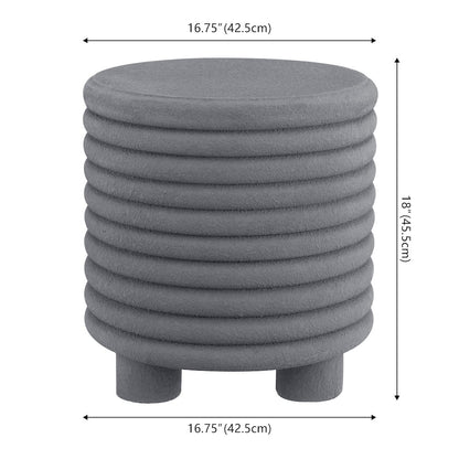 Evans 18" Modern Ribbed Drum Polyresin Outdoor Accent Table and Garden Stool