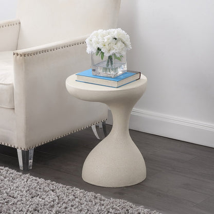 Boracay 19.75" Sculptural Polyresin Indoor/Outdoor Accent Side Table & Stool