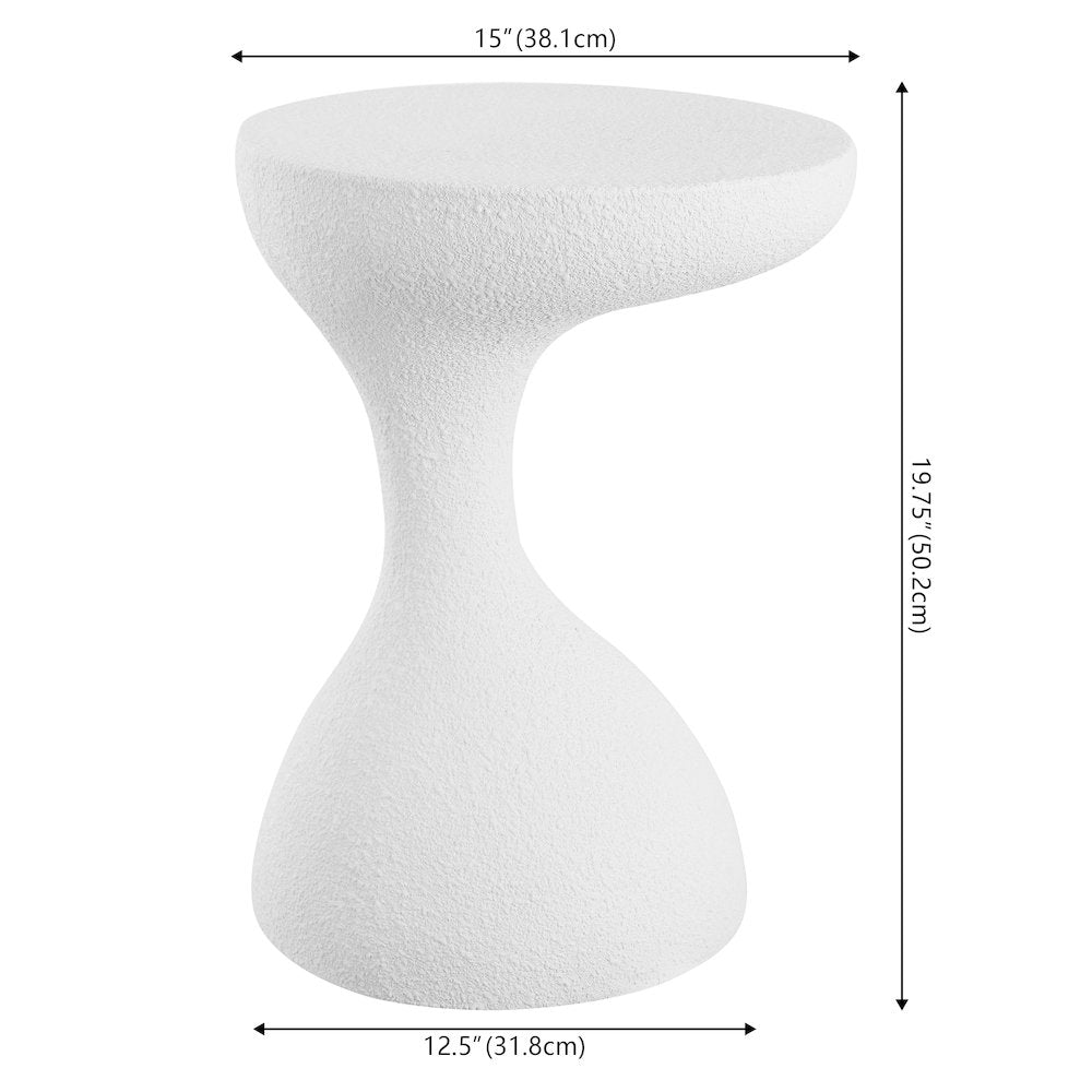 Boracay 19.75" Sculptural Polyresin Indoor/Outdoor Accent Side Table & Stool