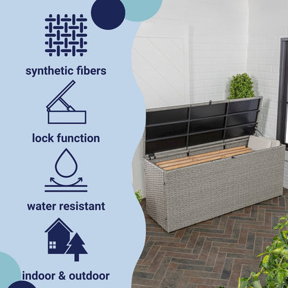 Nino Modern Minimalist Outdoor Faux Wicker Deck And Patio Storage Box