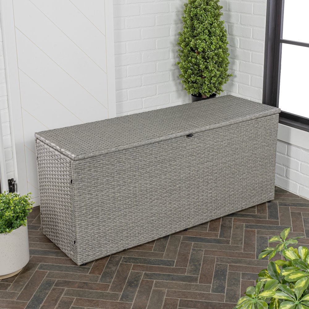 Nino Modern Minimalist Outdoor Faux Wicker Deck And Patio Storage Box