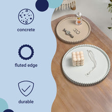 Concrete Fluted Edge Decorative Jewelry Trays, Pale Blue/Stone (Set of 2)