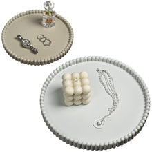 Concrete Fluted Edge Decorative Jewelry Trays, Pale Blue/Stone (Set of 2)