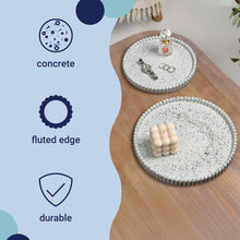 Concrete Fluted Edge Decorative Jewelry Trays, Speckled White (Set of 2)