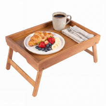 Alora D Bamboo Breakfast Bed Tray with Built-In Handles and Foldable Legs, Brown