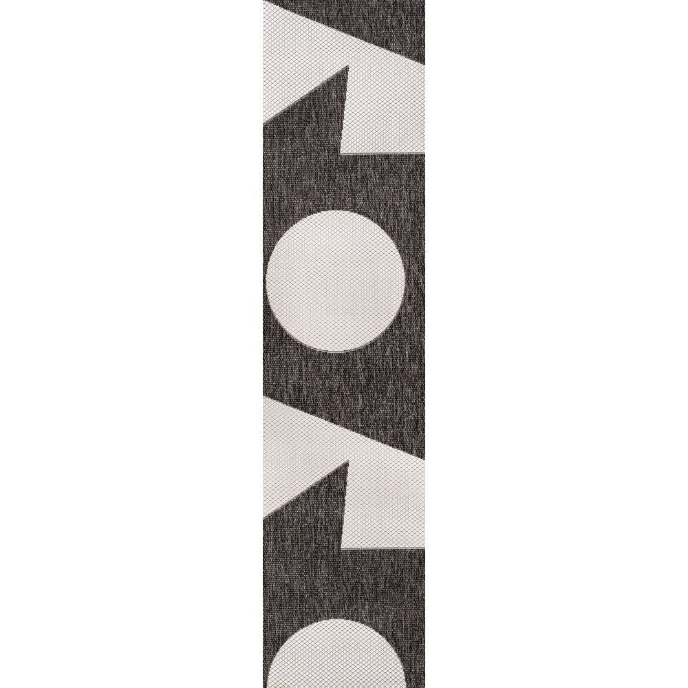 Two-Tone Black/Cream 2 ft. x 8 ft. Indoor/Outdoor Runner Rug