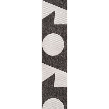Two-Tone Black/Cream 2 ft. x 8 ft. Indoor/Outdoor Runner Rug
