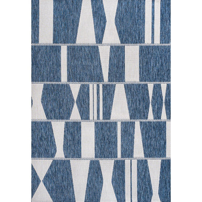Two-Tone Navy/Cream 3 ft. x 5 ft. Indoor/Outdoor Area Rug