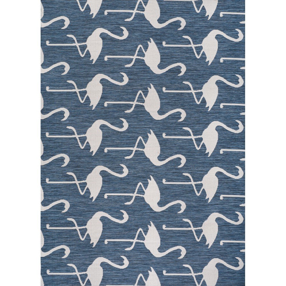 Flamingos Two-Tone Navy/White 3 ft. x 5 ft. Indoor/Outdoor Area Rug
