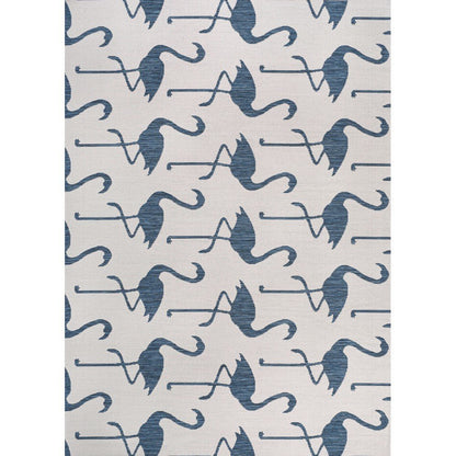 Flamingos Two-Tone White/Navy 3 ft. x 5 ft. Indoor/Outdoor Area Rug