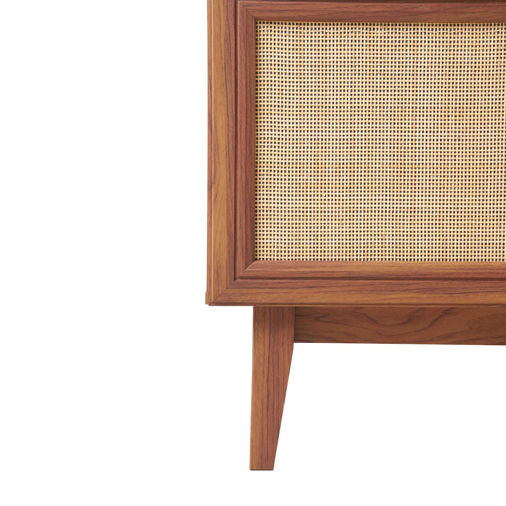 Finley 59" Mid-Century Walnut Rattan TV Stand