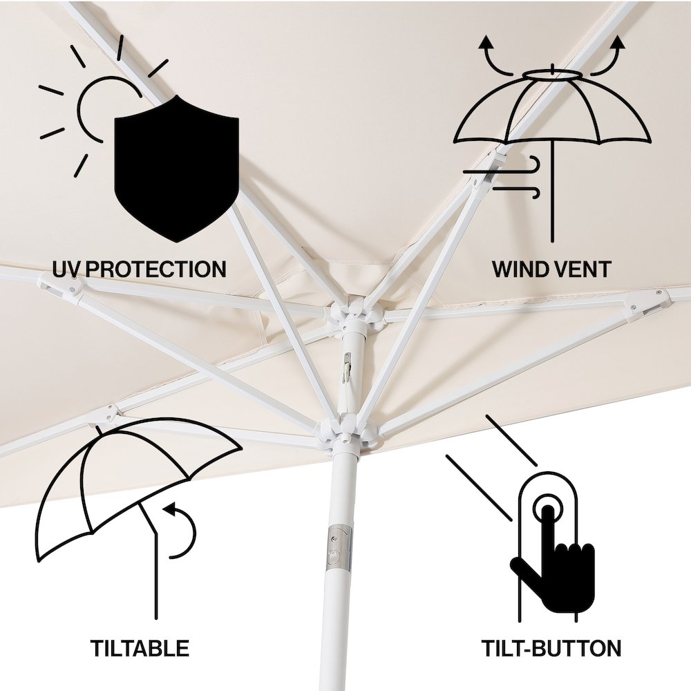 Terrace 9 ft. Coastal Scalloped Space-Saving Balcony Half Patio Umbrella with