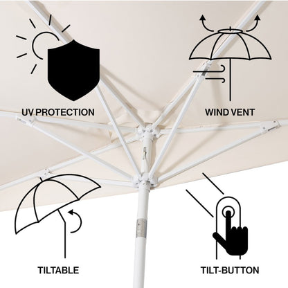 Terrace 9 ft. Coastal Scalloped Space-Saving Balcony Half Patio Umbrella with