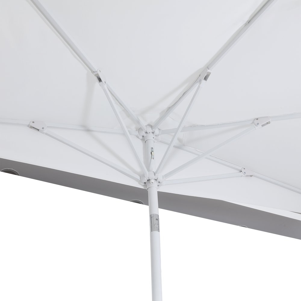 Terrace 9 ft. Coastal Scalloped Space-Saving Balcony Half Patio Umbrella with