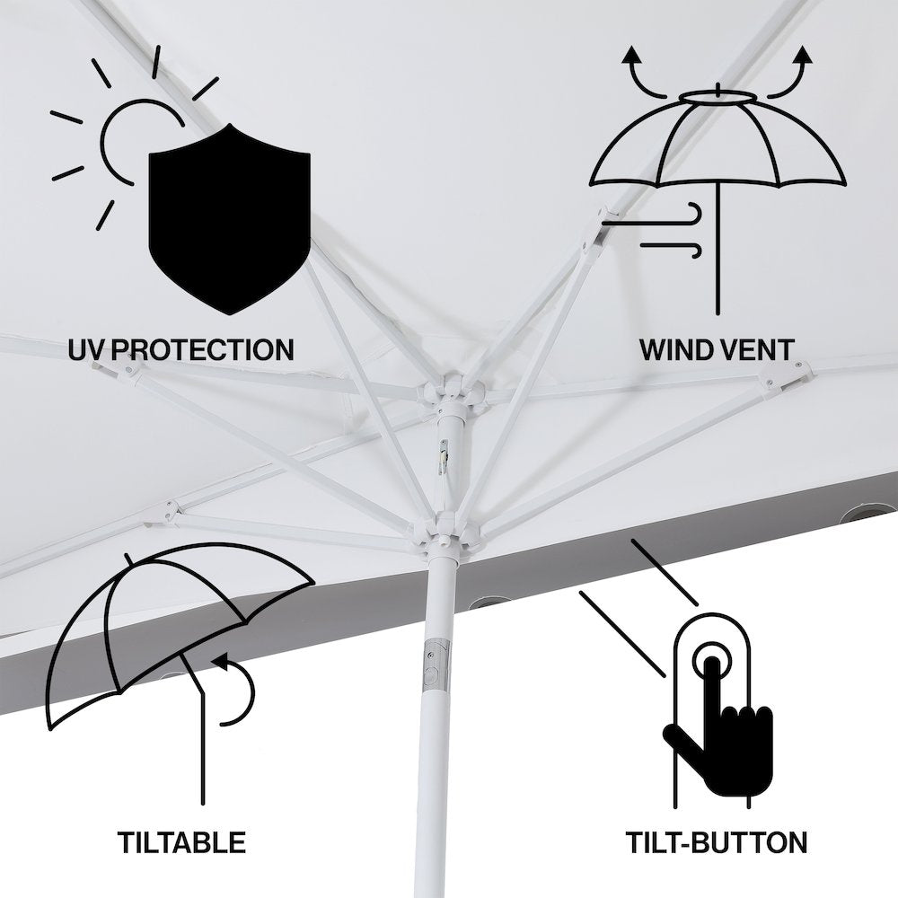 Terrace 9 ft. Coastal Scalloped Space-Saving Balcony Half Patio Umbrella with