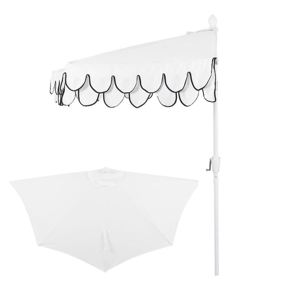 Terrace 9 ft. Coastal Scalloped Space-Saving Balcony Half Patio Umbrella with