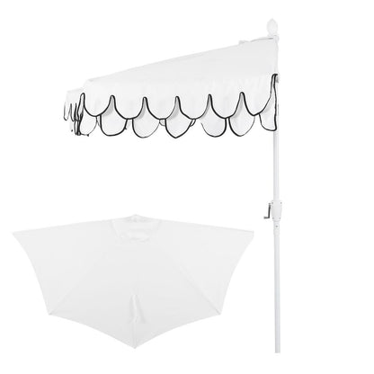 Terrace 9 ft. Coastal Scalloped Space-Saving Balcony Half Patio Umbrella with