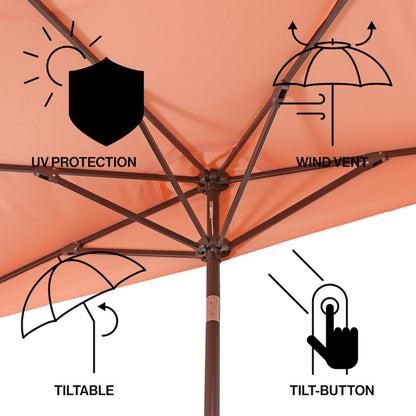 Terrace 9 ft. Coastal Scalloped Space-Saving Balcony Half Patio Umbrella with
