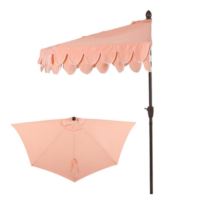 Terrace 9 ft. Coastal Scalloped Space-Saving Balcony Half Patio Umbrella with