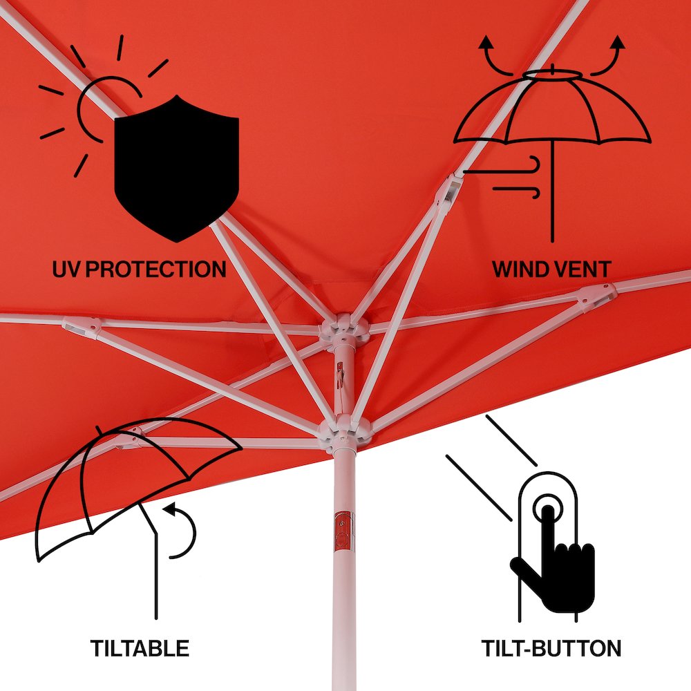 Terrace 9 ft. Coastal Scalloped Space-Saving Balcony Half Patio Umbrella with