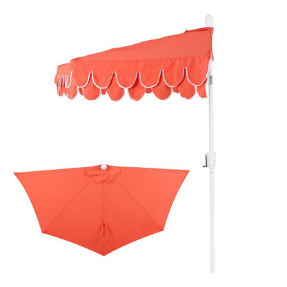 Terrace 9 ft. Coastal Scalloped Space-Saving Balcony Half Patio Umbrella with