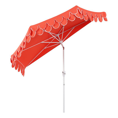 Terrace 9 ft. Coastal Scalloped Space-Saving Balcony Half Patio Umbrella with