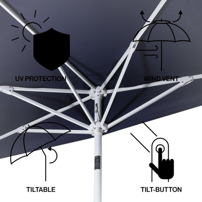 Terrace 9 ft. Coastal Scalloped Space-Saving Balcony Half Patio Umbrella with