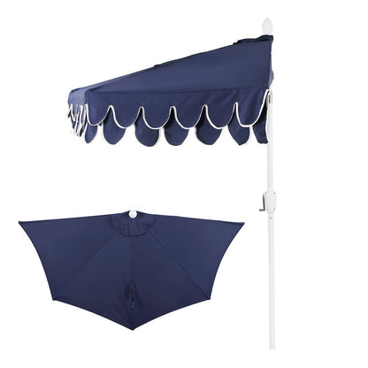 Terrace 9 ft. Coastal Scalloped Space-Saving Balcony Half Patio Umbrella with