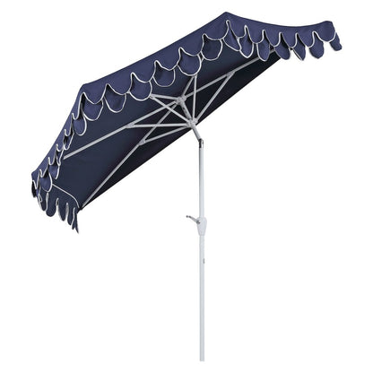 Terrace 9 ft. Coastal Scalloped Space-Saving Balcony Half Patio Umbrella with
