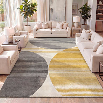 Nicky Geometric Striped Circles Area Rug
