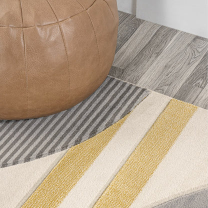 Nicky Geometric Striped Circles Area Rug