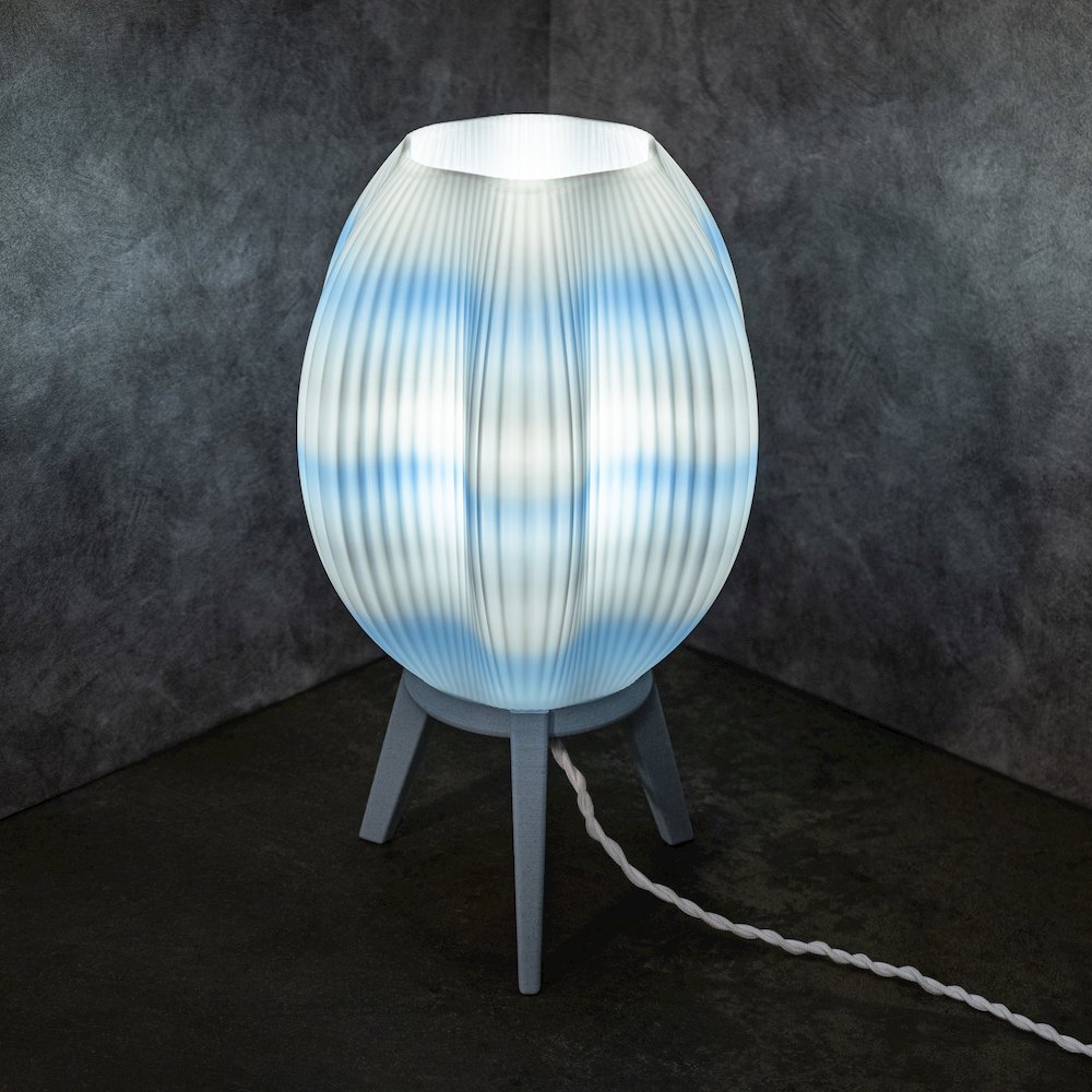 Plant-Based Pla 3D Printed Dimmable Led Table Lamp, Blue/White