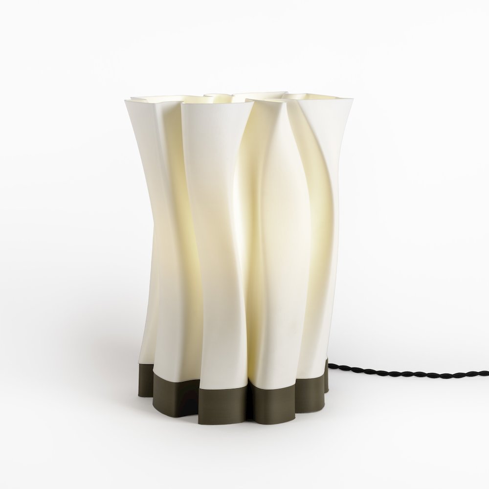 Bohemian Plant-Based Pla 3D Printed Dimmable Led Table Lamp, White/Brown