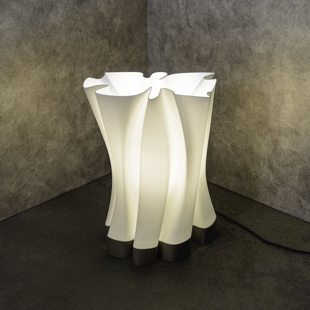 Bohemian Plant-Based Pla 3D Printed Dimmable Led Table Lamp, White/Brown