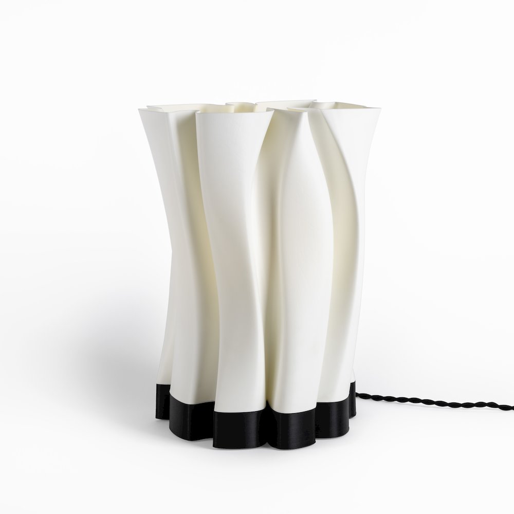 Bohemian Plant-Based Pla 3D Printed Dimmable Led Table Lamp, White/Black