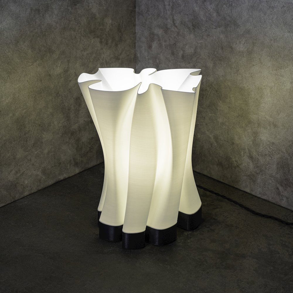 Bohemian Plant-Based Pla 3D Printed Dimmable Led Table Lamp, White/Black