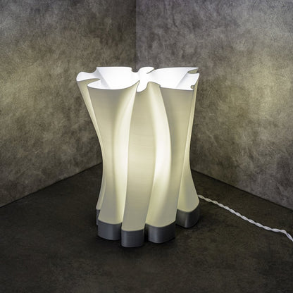Bohemian Plant-Based Pla 3D Printed Dimmable Led Table Lamp, White/Gray
