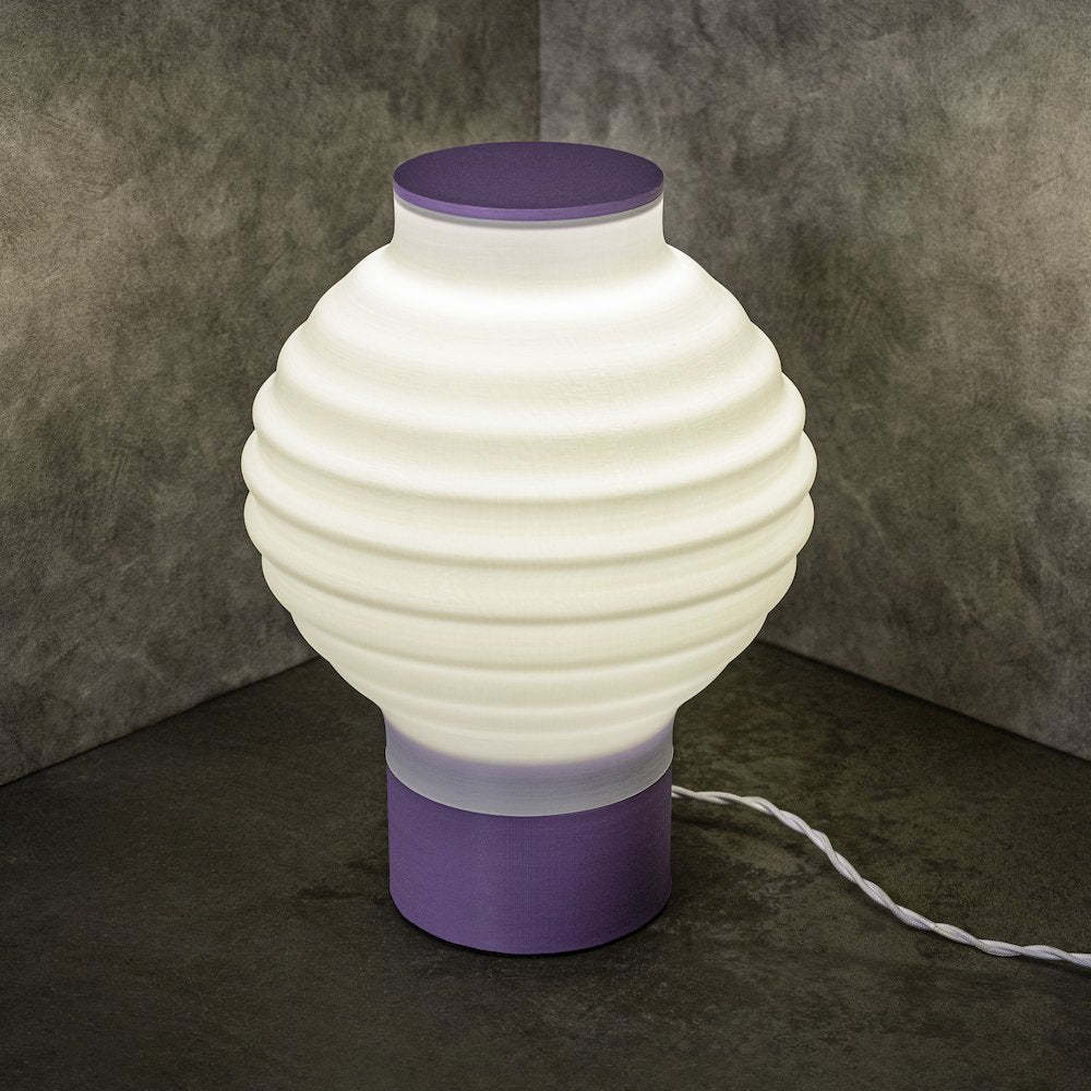 Traditional Plant-Based Pla 3D Printed Dimmable Led Table Lamp, White/Purple