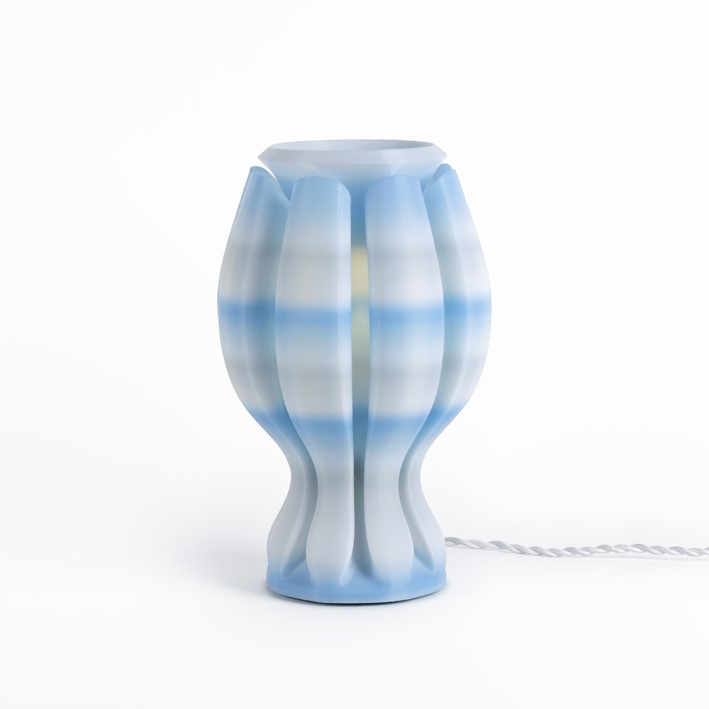 Coastal Plant-Based Pla 3D Printed Dimmable Led Table Lamp, Blue/White