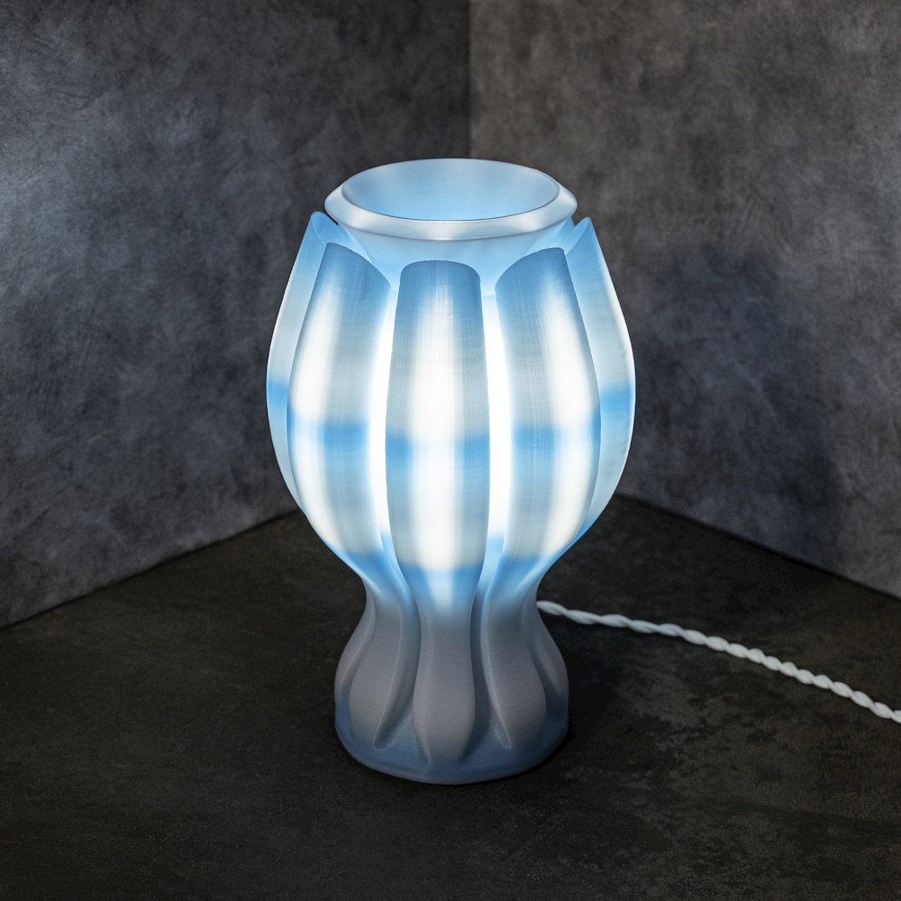 Coastal Plant-Based Pla 3D Printed Dimmable Led Table Lamp, Blue/White