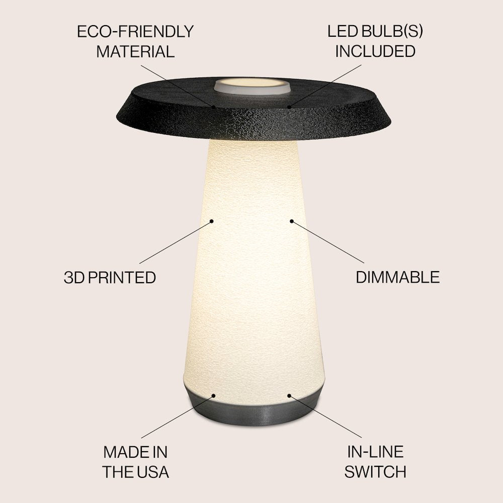 Bruno Mid-Century Minimalist Plant-Based Pla 3D Printed Dimmable Led Table Lamp