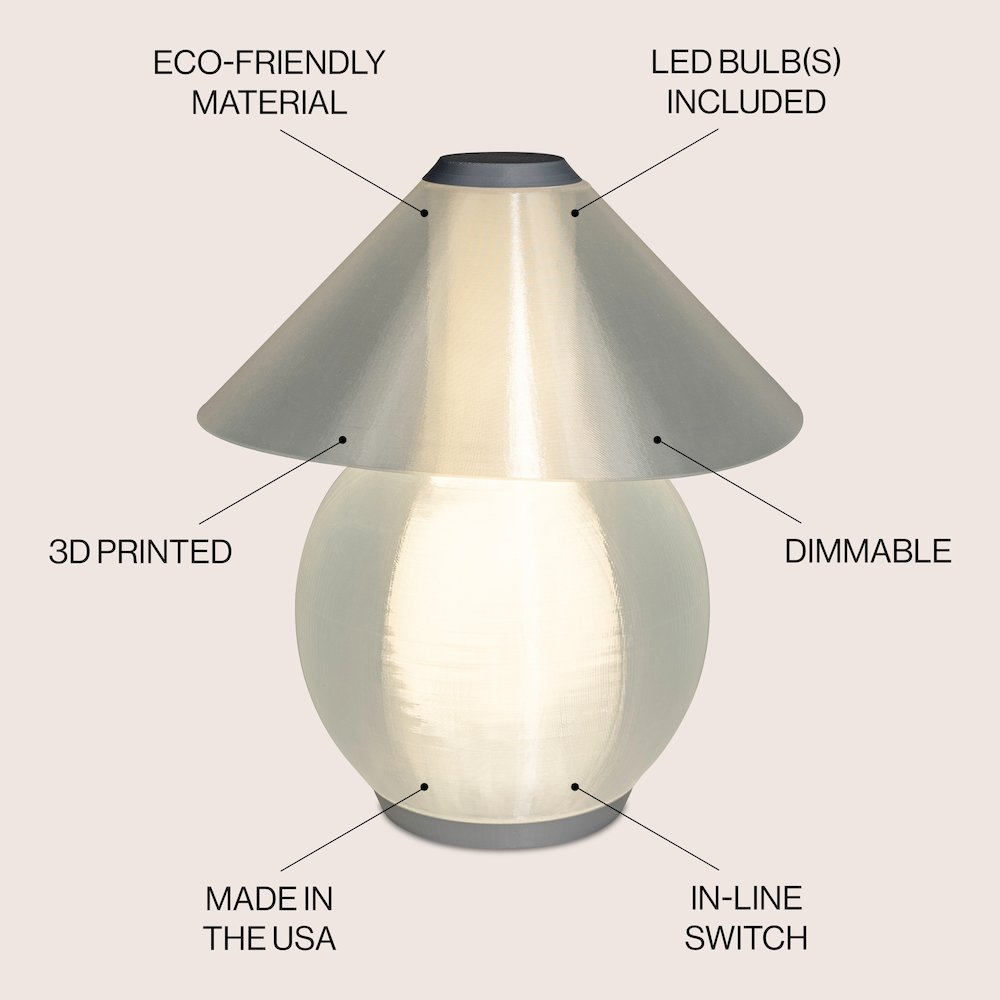 Opal Modern Contemporary Plant-Based Pla 3D Printed Dimmable Led Table Lamp